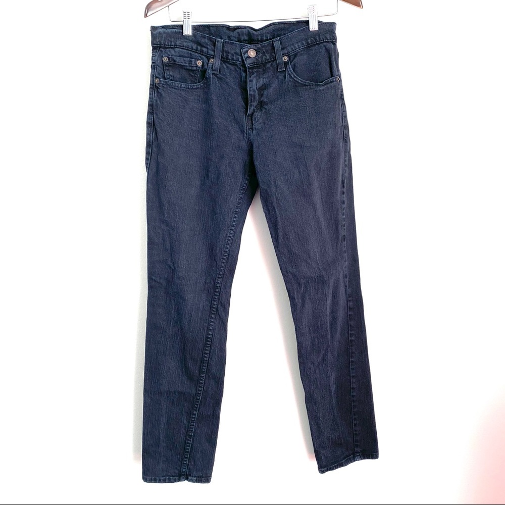 LEVI'S $70 511 Mens 30x32 Black Full Length Slim Straight Casual Jeans oo2